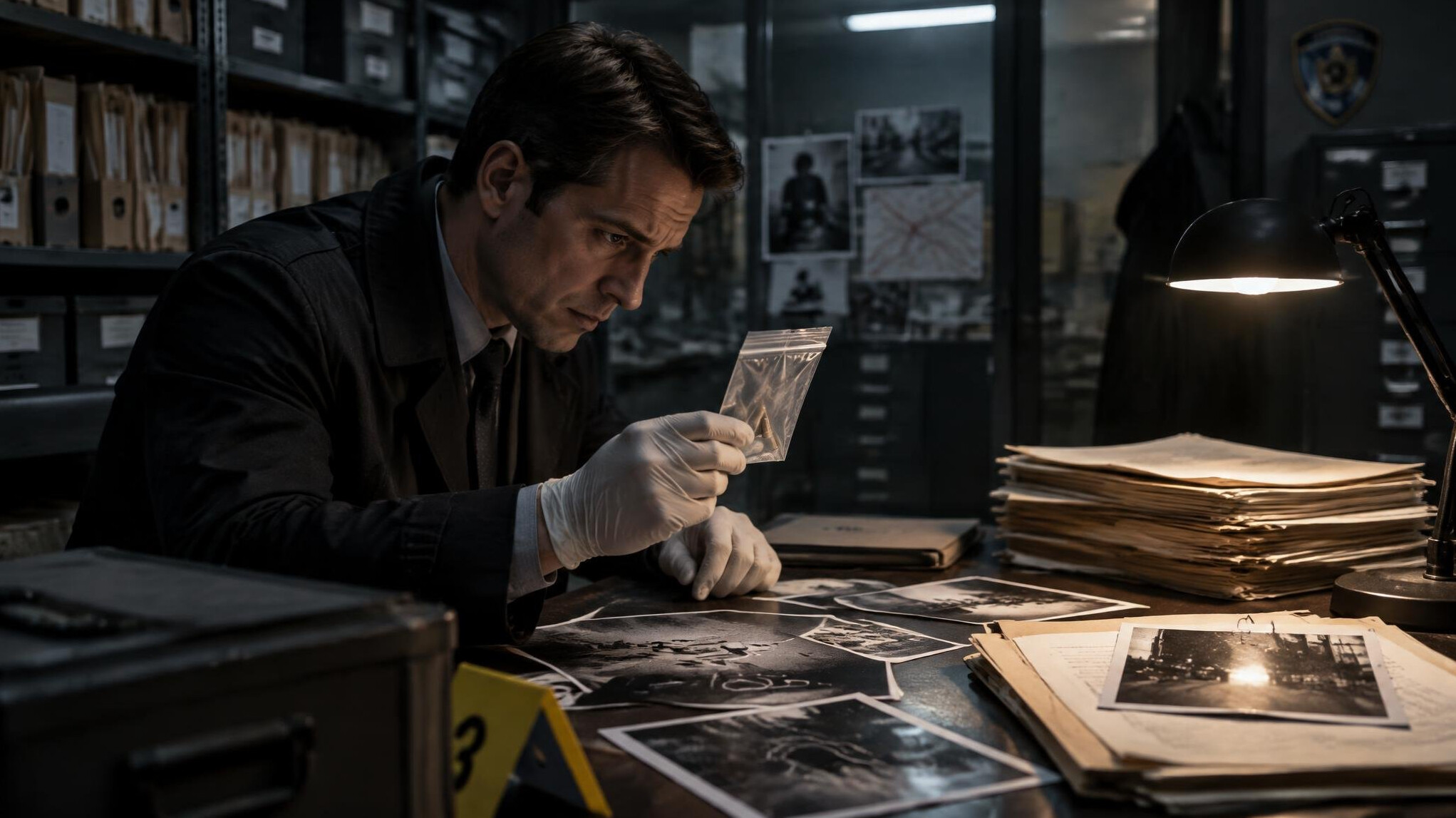 detective examining evidence