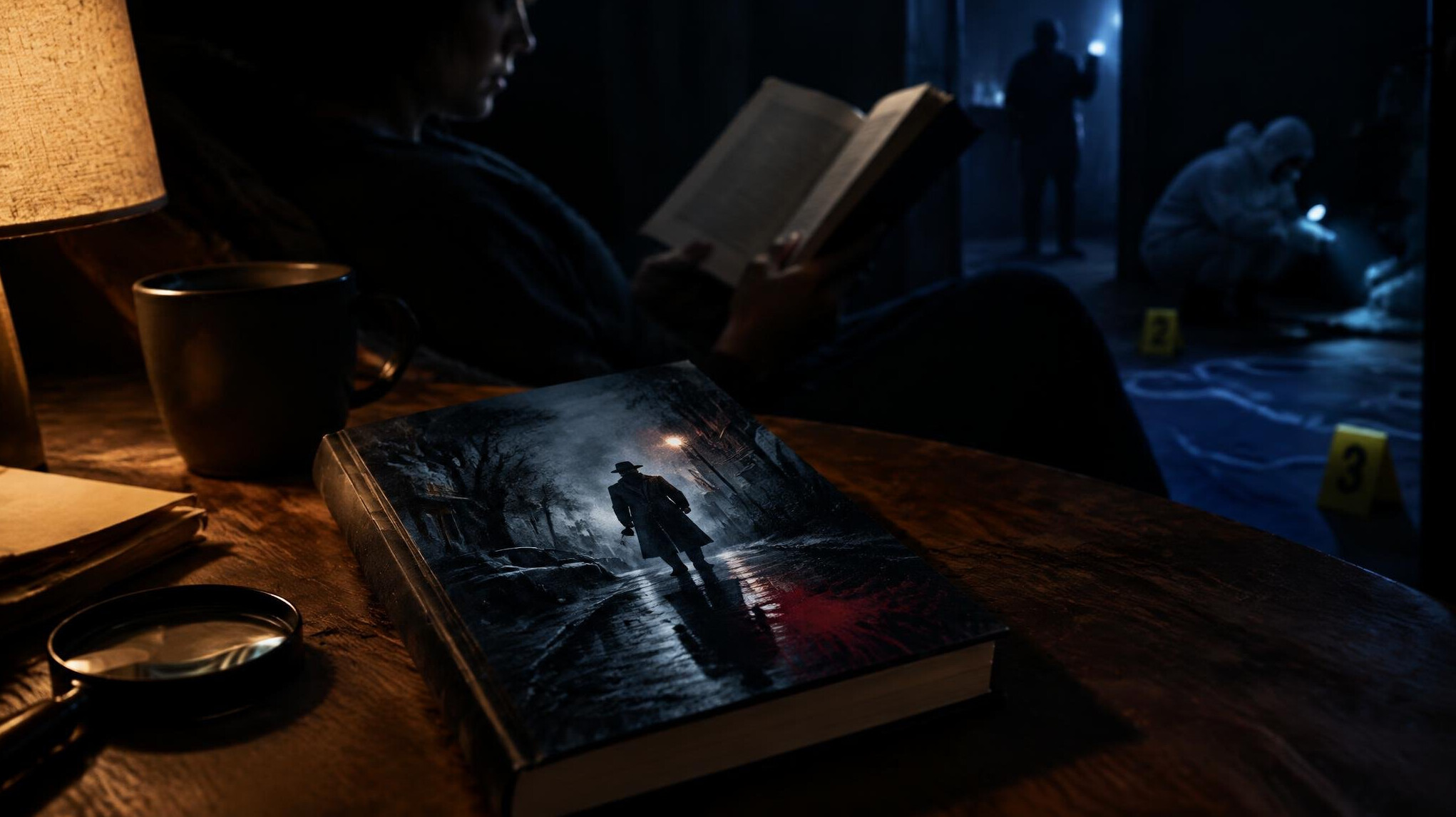 mystery book on table